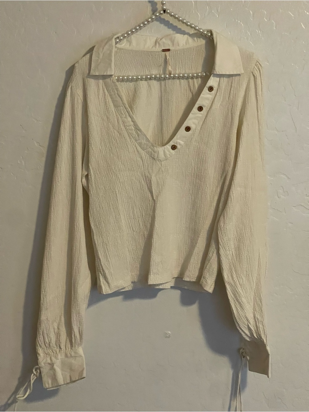 Free People Easy Top With Sleeve Tie Size M NWOT